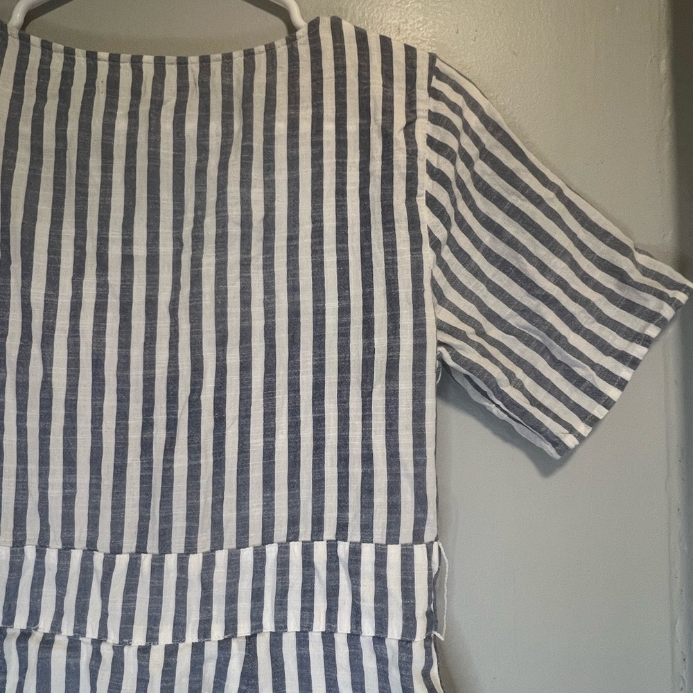 Abercrombie & Fitch Navy and White Vertical Stripe Midi Dress - Picture 7 of 11